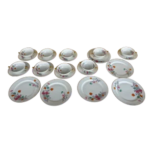 1920s Soup/Bouillon Bowl ,Saucer & Plate Set 24 Pieces