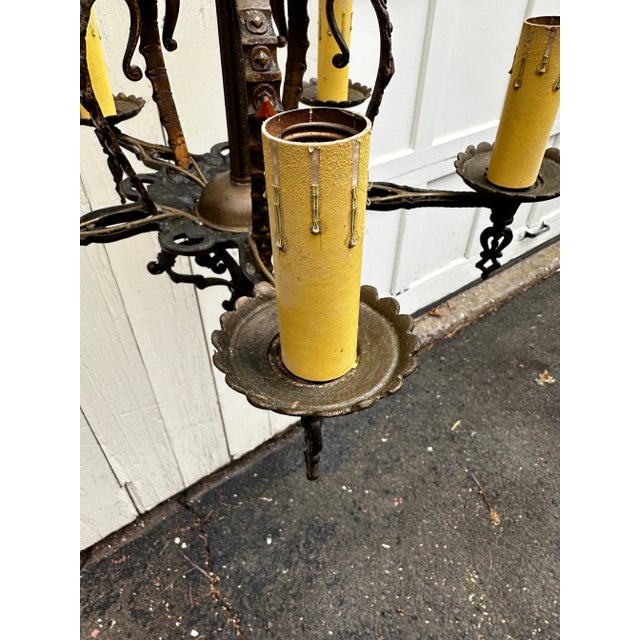 Old Lights On is pleased to offer this five arm vintage brass deco fixture. It is wired and ready to install. We ship...