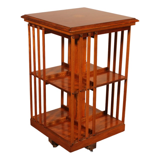 Revolving Bookcase in Yew Wood and Medallion, 1890s For Sale
