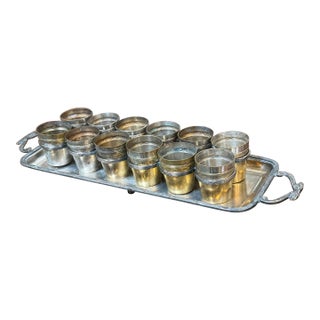 Silverplate Cordial Set + Serving Tray, Vintage For Sale