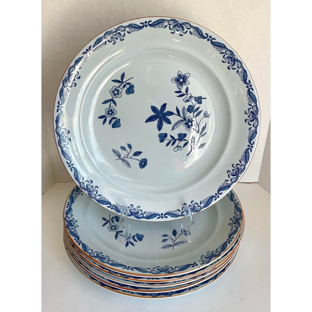 Set of 6 Vintage Rörstrand Ostindia East Indies Swedish Blue Porcelain Charger Plates For Sale - Image 13 of 13