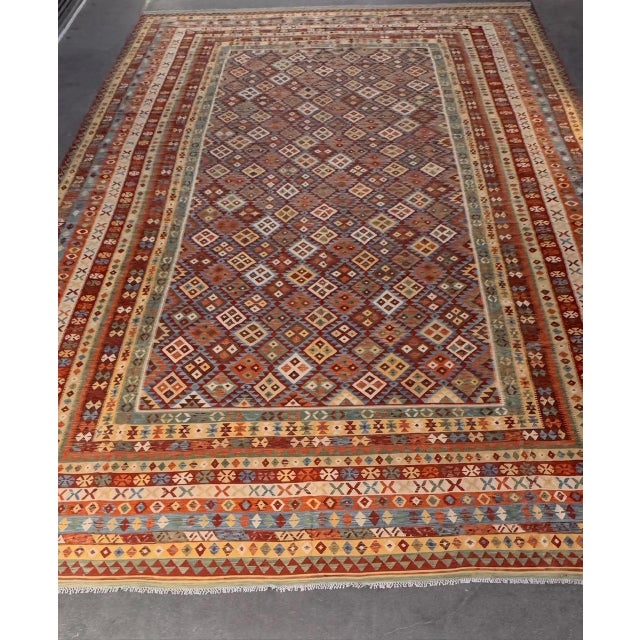 Large Flatweave Multi Color Kilim Oversize 15'3"x25'6" For Sale In Los Angeles - Image 6 of 8