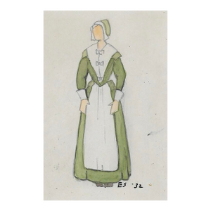 1932 Eunice Starkie Pilgrim Woman Costume Watercolor