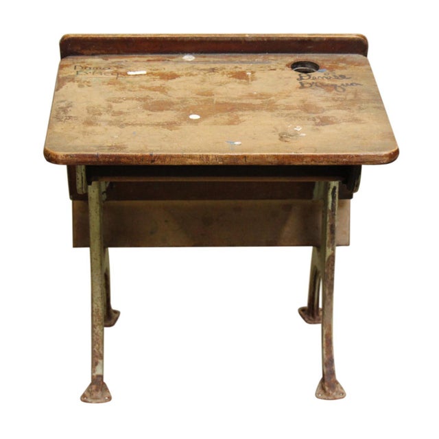 Antique Cast Iron #4 Tandem School Desk For Sale - Image 4 of 11