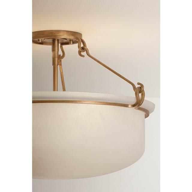 Hudson Valley Lighting Lowerre 21.75 in. 3 Light Semi Flush in Patina Gold Leaf Finish For Sale In New York - Image 6 of 8