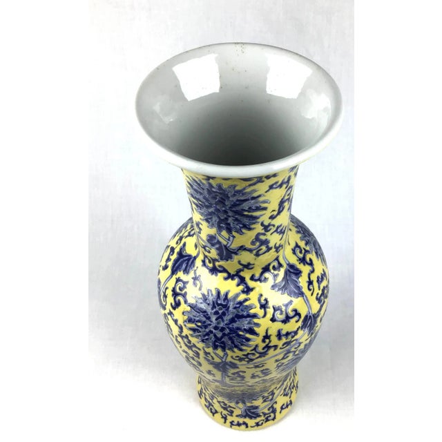 Vintage Chinese Porcelain Yellow & Blue Vase Chairish