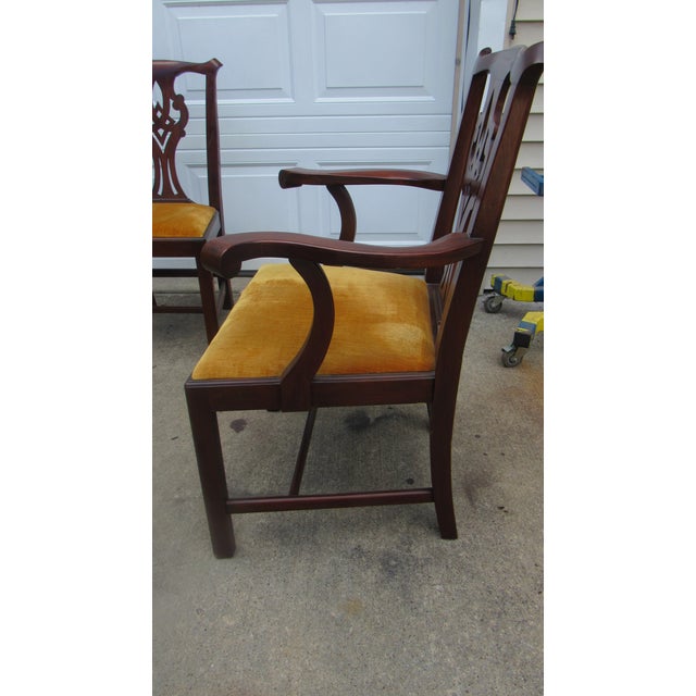 1980s 1980s Henkel Harris Mahogany Dining Room Chairs Chippendale For Sale - Image 5 of 10