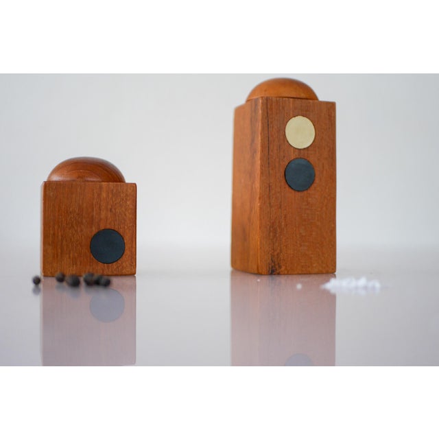 Mid-Century Modern Danish Teak Salt and Pepper Shaker Set, Set of 2 For Sale - Image 14 of 15