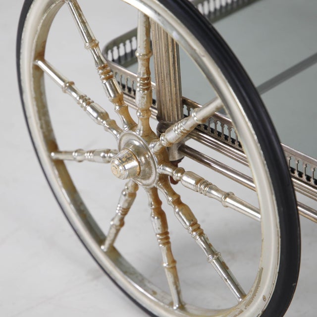 Silver-Plated Metal Serving Cart, 1970s For Sale - Image 12 of 18