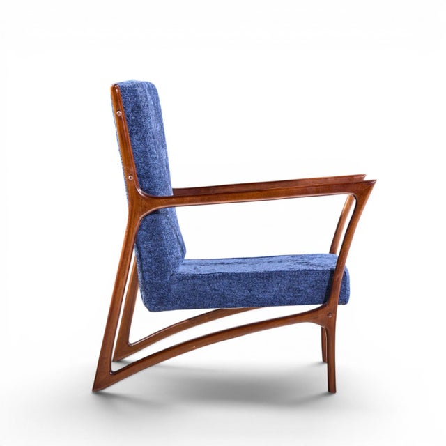 Ico Parisi Style Mid Century Italian Sculpted Mahogany Lounge Chairs - Pair For Sale - Image 11 of 12