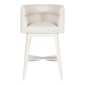 Emmett Bar Stool in Index Porcelain with Wood Retro Swivel Base & Casablanca Finish
