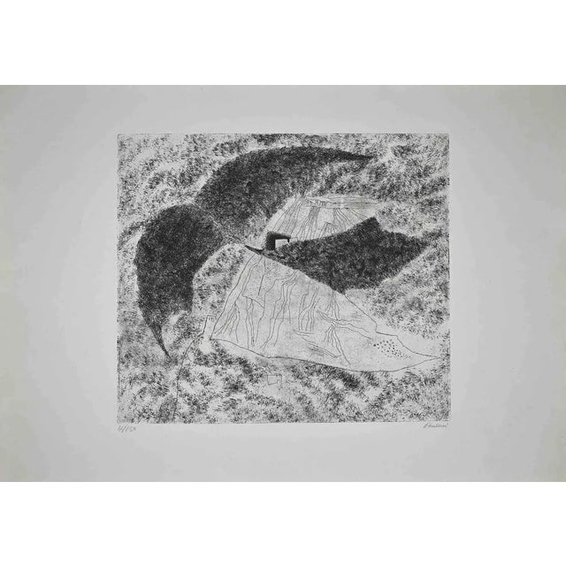 Enrico Paulucci, Landscape, Original Etching, Mid 20t Century For Sale - Image 3 of 3