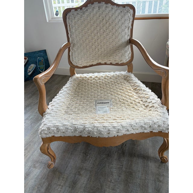 Kreiss Make an Offer: I’m Moving Soon and Don’t Have Room for These Gorgeous chairS Kreiss Whitewashed Oak & Cotton Upholstered Lounge Chairs, Pair For Sale - Image 4 of 4