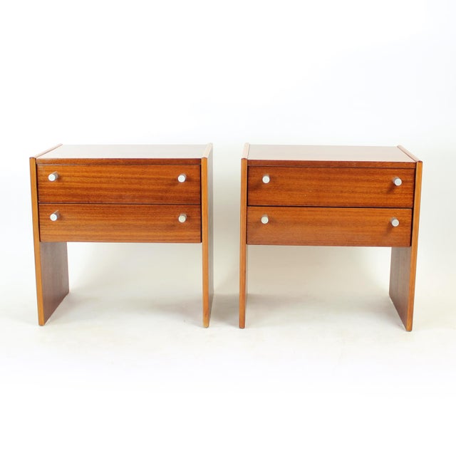 Mid-Century Modern Square Bedside Tables in Mahogany, Czechoslovakia, 1970s, Set of 2 For Sale - Image 3 of 14