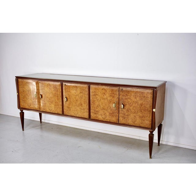 Mid-Century Italian Walnut and Brass Sideboard, 1950s For Sale - Image 11 of 12