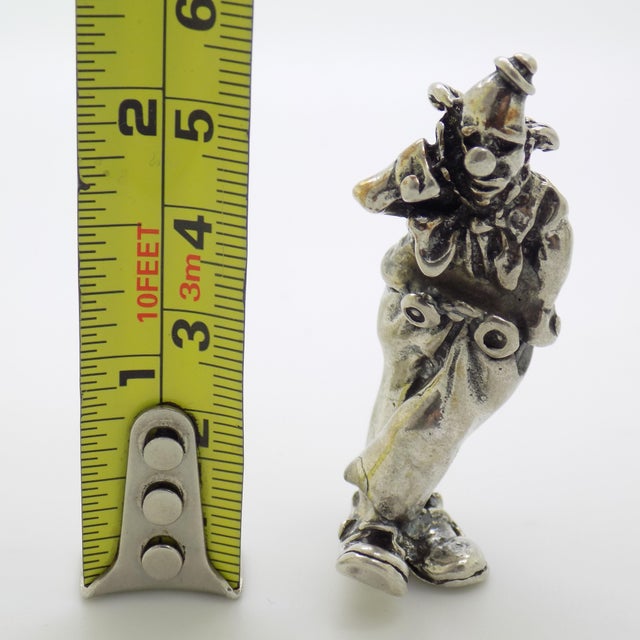 Vintage Italian Handmade Genuine Silver Sad Clown Figurine Sculpture For Sale - Image 10 of 10