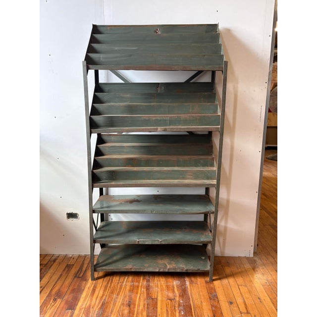 Vintage Industrial Metal Shop Display Shelving Unit For Sale - Image 12 of 12