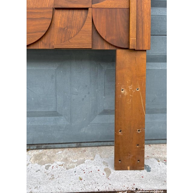 Brutalist Queen Headboard With Geometric Abstract Motif by Lane For Sale In Tampa - Image 6 of 10
