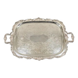 Vintage Poole Epca Sevenoaks 650 Large Silver Plated Serving Platter Bar Tray For Sale