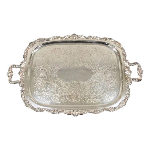 Vintage Poole Epca Sevenoaks 650 Large Silver Plated Serving Platter Bar Tray For Sale