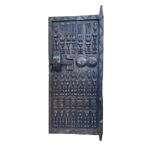 1980s Vintage Granary Dogon Door W/Nomoo Ancestors Mali African 42.5" H For Sale - Image 5 of 8