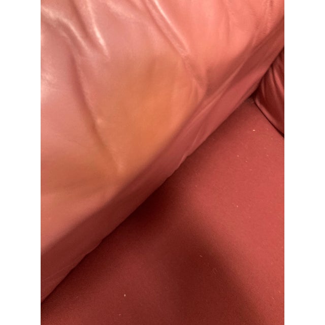 Late 20th Century Postmodern Overstuffed Leather Club Chair and Ottoman in Dusty Rose Leather by Leathercraft For Sale - Image 12 of 12