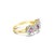 Contemporary Three Flower Shaped Diamond Ruby Ring 14k Yellow Gold, Size 8 For Sale - Image 3 of 3