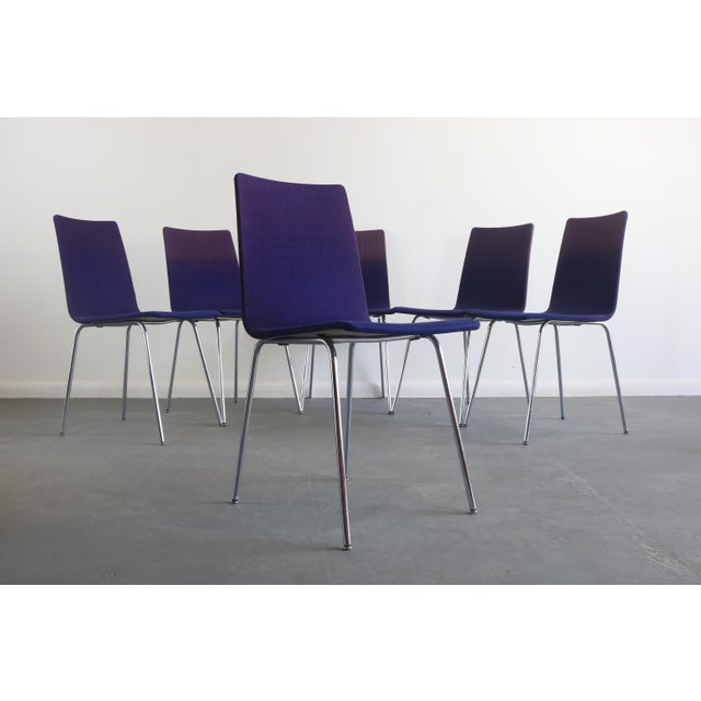 Minimal Chrome Dining Chairs Set on Petite Tublular Chrome Bases West Germany - Set of 6 For Sale - Image 4 of 7
