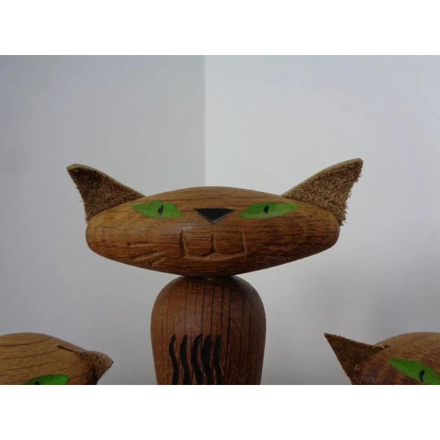 Oak Cat Corkscrew Bottle Opener and Cork, 1960s For Sale - Image 9 of 16