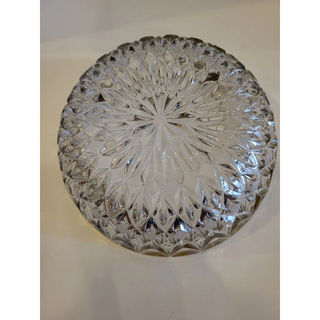 Vintage Etched Glass Silver Rimmed Bowl For Sale - Image 4 of 5