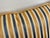Contemporary Striped Blue and Gold Down-Filled Lumbar Pillow With Cord Edge For Sale - Image 3 of 8