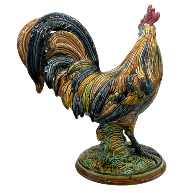 German Majolica Figural Rooster by Riedel Von Riedelstein, Dallwitz, Ca. 1885 For Sale - Image 6 of 13