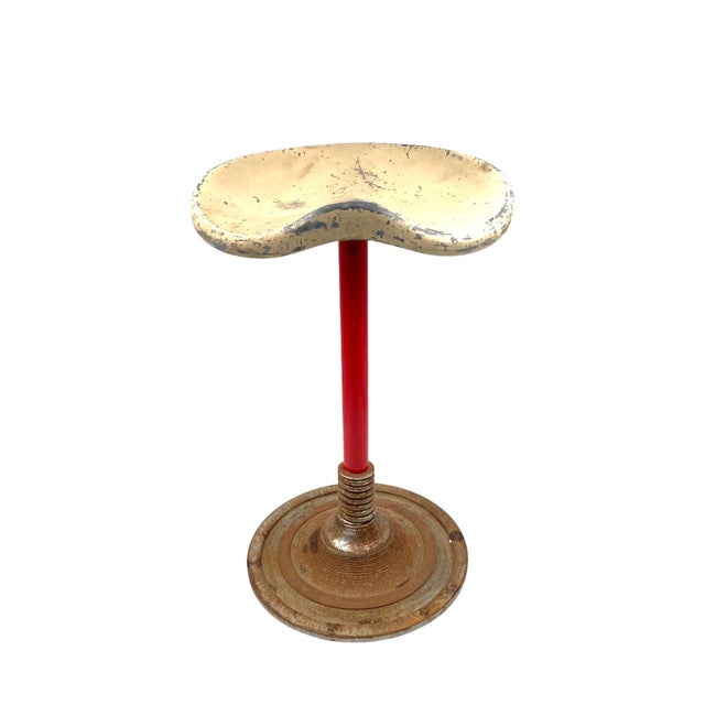 1950s Mid-Century French Red Stool, 1950s For Sale - Image 5 of 11