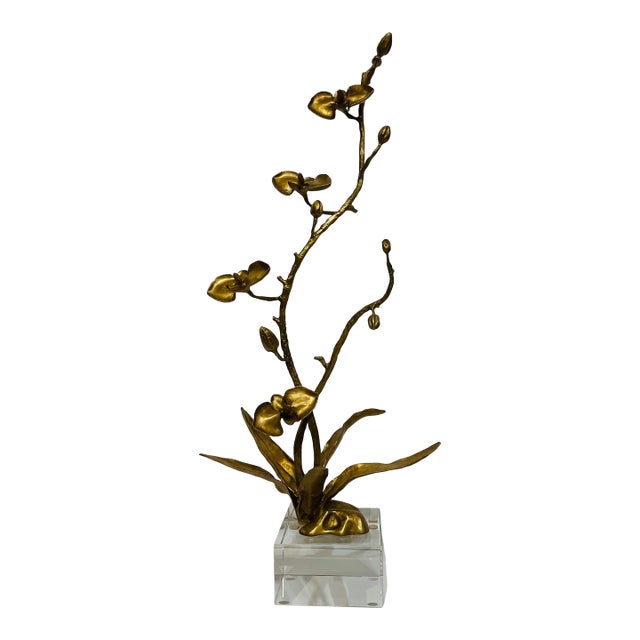 John Richard Organic Modern Antique Brass Orchid Sculpture For Sale