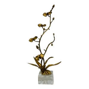 John Richard Organic Modern Antique Brass Orchid Sculpture
