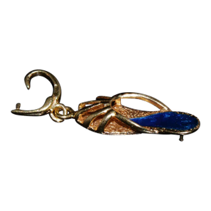 Gorgeous Italian Solid 18K Yellow Gold Sandal Heel Enameled Enhancer Pendant Charm