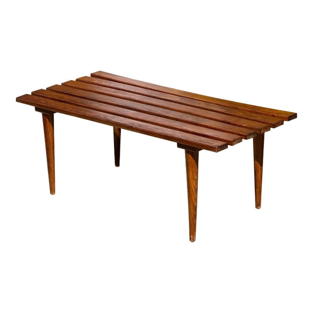 Vintage Mid Century Modern Slat Coffee Table For Sale
