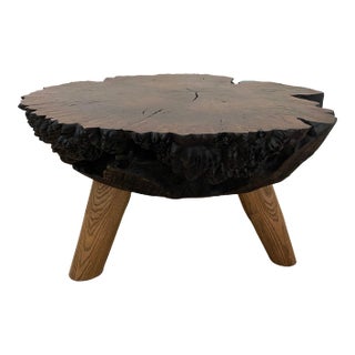 Organic Modern Claro Walnut Burl Wood Coffee Table For Sale