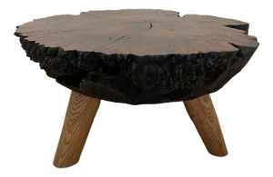 Organic Modern Claro Walnut Burl Wood Coffee Table