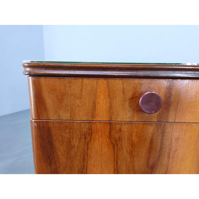 Mid-Century Modern Walnut Nightstands with Glass Tops, 1950s, Set of 2 For Sale - Image 12 of 15