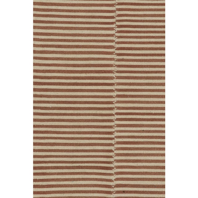 Contemporary Rug & Kilim’s Contemporary Kilim With Textural Beige and Brown Stripes For Sale - Image 3 of 8