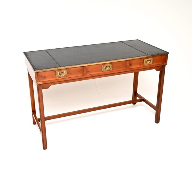 Antique Military Campaign Desk in Yew Wood, 1950s For Sale - Image 10 of 10