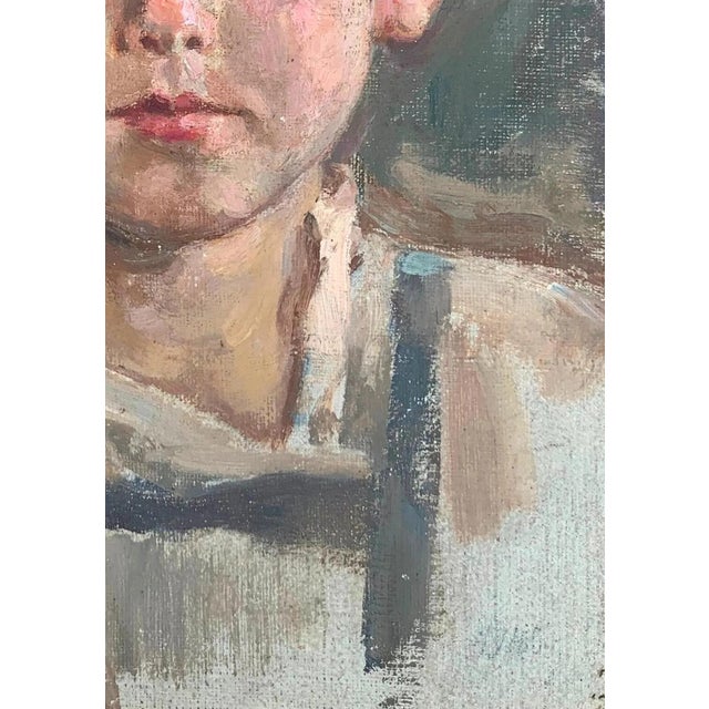Soviet Children Portraits Oil Painting Original Ukrainian Artist Sokolovsky g.s.39-25 1960s For Sale - Image 6 of 6