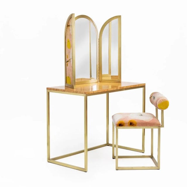 Awaiting Vanity Table and Stool by Coralla Maiuri and Giorgia Zanellato for Secondome Eizioni, Set of 2 For Sale - Image 4 of 5