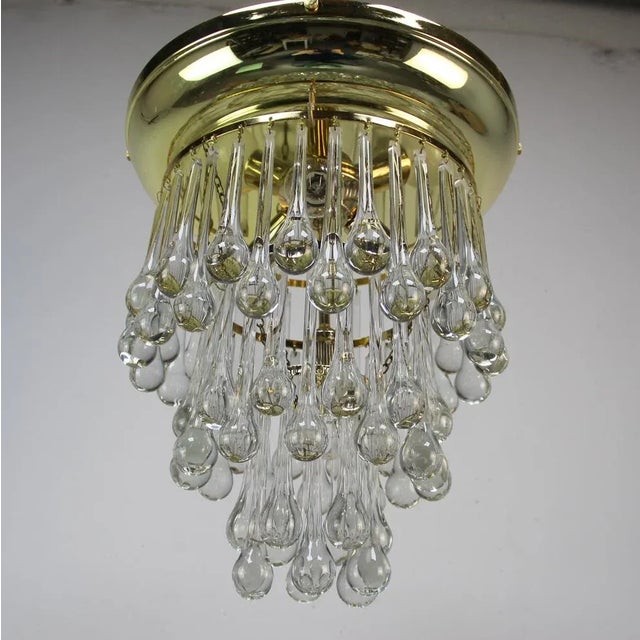 1970s Crystal Tear Drop Ceiling Lamp For Sale - Image 5 of 10