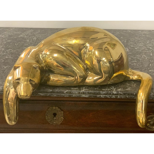 Midcentury brass resting leopard sculpture by Sarried Brass resting leopard sculpture, beautifully cast and finished, fits...