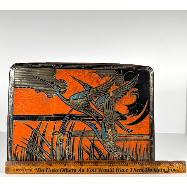 Art Deco Blue Heron Biscuit Tin For Sale - Image 16 of 17
