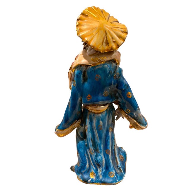 Ceramic Eugenio Pattarino Ceramic Sculpture of Chinese Man and Lady, Italian Chinoiserie For Sale - Image 7 of 18