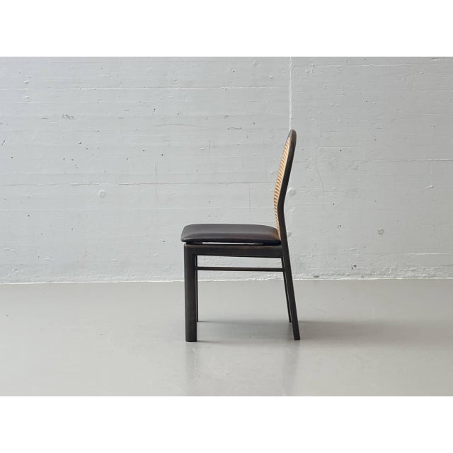 Chairs with Wicker and Leather Seats by Dietiker, 1980s, Set of 6 For Sale - Image 12 of 16