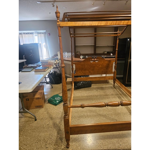 Mid 20th Century Ethan Allen Four Post Maple Canopy Bed Nutmeg Finish For Sale - Image 13 of 13